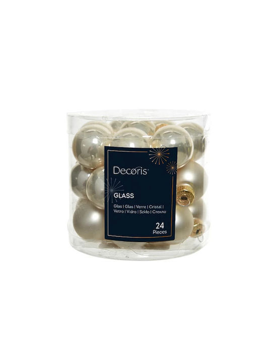 Set of 24 Gold Glass Ball Ornaments