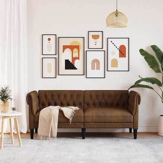 Three-Seater Couch Artificial Leather Brown 182.5x74.5x74.5 cm