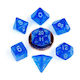 Fanroll 7 Mini Dice Set Stardust Blue Silver Numbers