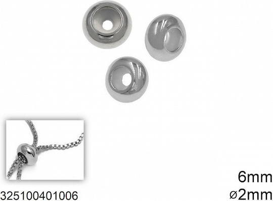 Stopper Ronde Stahl Silikon 6-8mm Loch 2mm 325100401 Silber 5 Stück