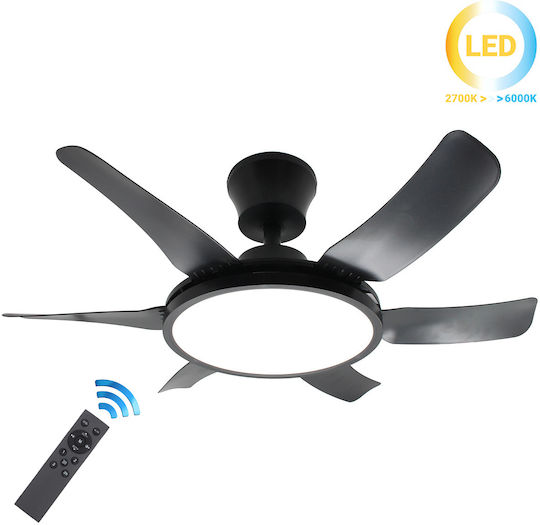 Keskor Deckenventilator 76cm mit Leuchte Schwarz