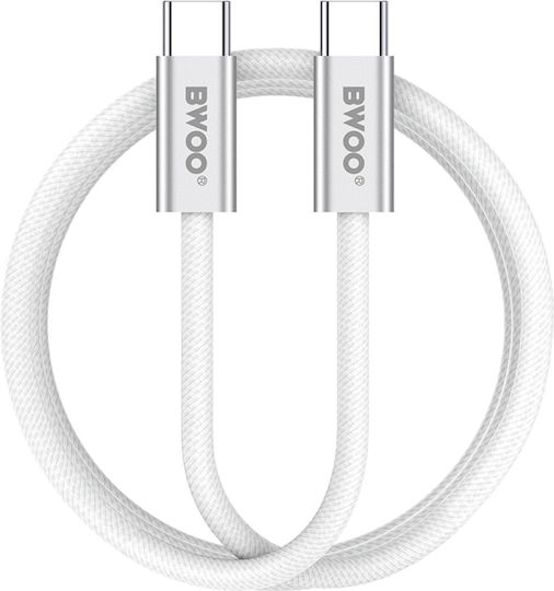 BWOO Braided USB 2.0 Cable USB-C male - USB-C 240W PD Λευκό 1m