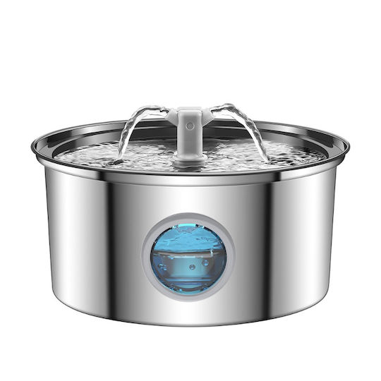 MrZoo Automatic Stainless Steel Waterer / Fountain for Dog & Cat 3.2lt in Silver Color