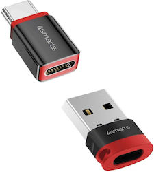 4Smarts USB-C male σε USB-A / USB-C female 2τμχ 4Smarts USB-C male σε USB-A / USB-C female 2τμχ