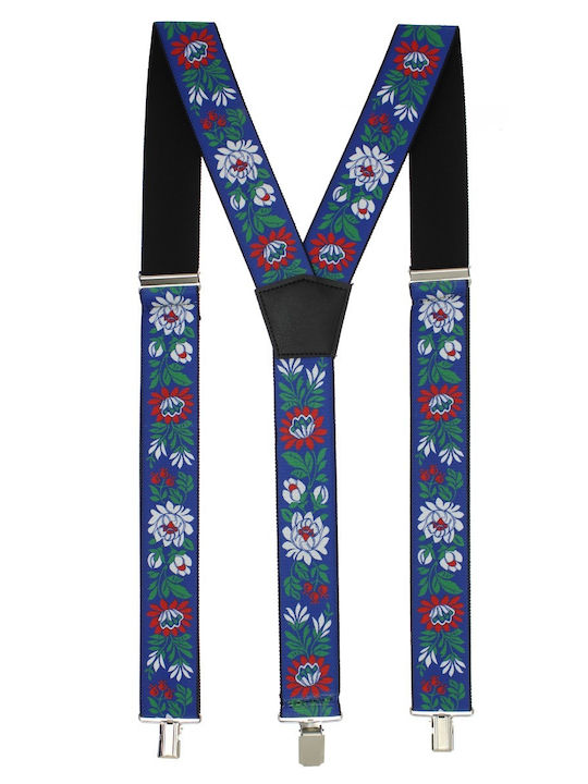 Hosenträger Buticcochet Synthetisches Material Metallverschlüsse 40 Mm Blumenmuster Blau Br494
