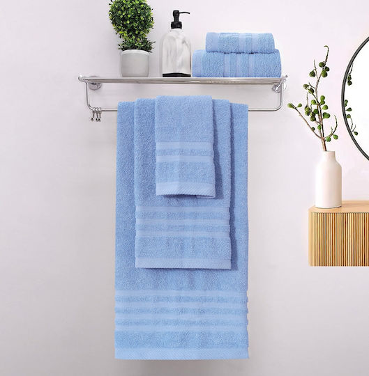Homeone Set of 3 Sky Blue Bath Towels Weight 500gr/m²