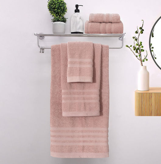 Homeone Set of 3 Pcs Rose Pink Bath Towels Weight 500gr/m²