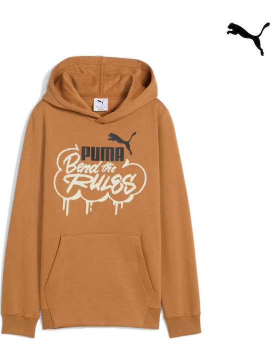 PUMA Παιδικό Φούτερ με Κουκούλα Καφέ