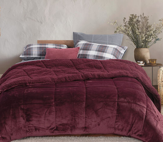 Nef-Nef Homeware Duvet Cover with Microfiber Filling Queen 220x240cm Singular Bordo 220 GSMGsm