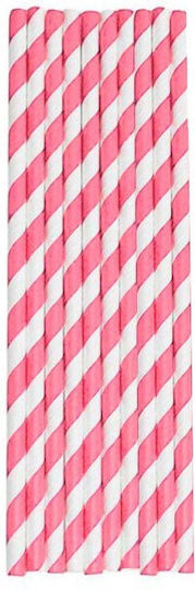 Riga Paper Straws Striped 10 Pieces 20cm Red