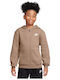 Fleece Kids Sweatshirt Cardigan with Hood and Pockets Beige Sportswear Club