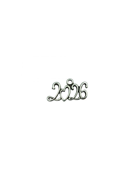 Hängend Glücksbringer Herz Silber aus Metall 2026 2.8cm 1Stück