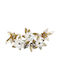 Metallic Wall Painting 131x63 White Gold Flowers Leaves Keskor 46004