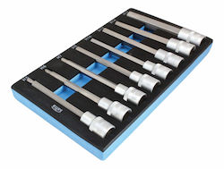 Biți Cu Cap Hexagonal Allen 1/2" Priza 140mm 5-17mm 8 Bucăți
