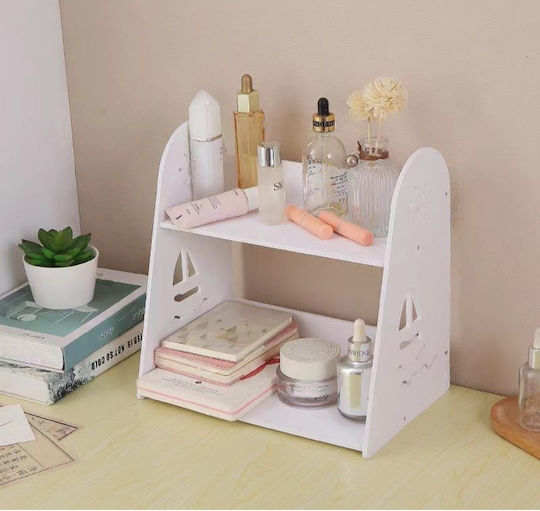 Small-sized Desk Shelf 2 Compartments Made Mdf Easy To Assemble White