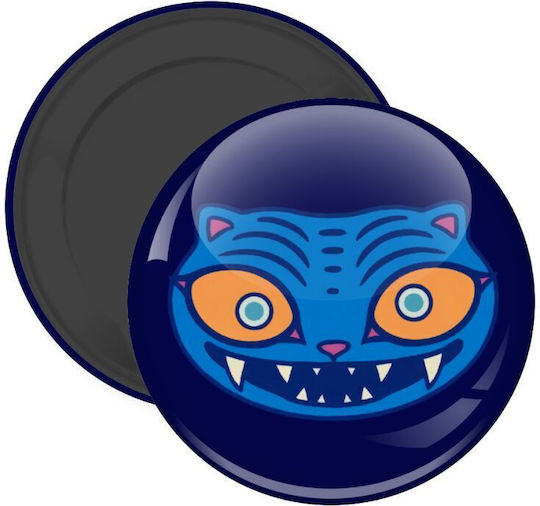 Huntrix Derpy Blue Tiger Μαγνητάκι Ψυγείου Στρογγυλό Διάστασης 5cm
