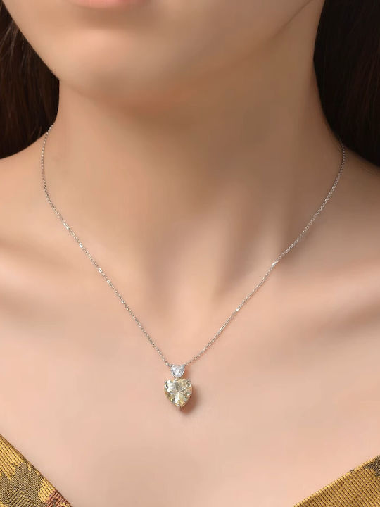 By Queen Necklace Heart S925 Double Heart Yellow White