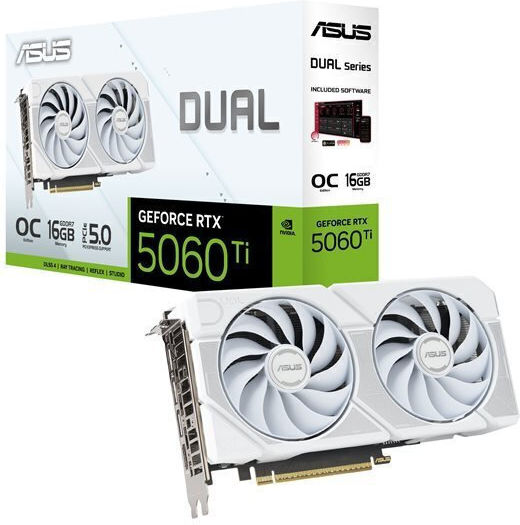 Asus GeForce RTX 5060 Ti 16GB GDDR7 Dual White OC Graphics Card
