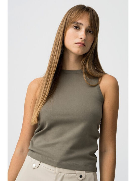 Women's Athletic Blouse Sleeveless Fast Drying Khaki