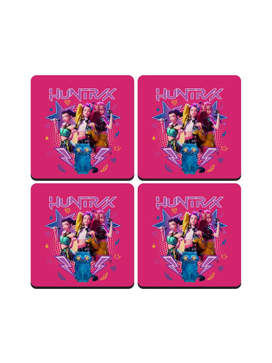 Koupakoupa Huntrix K-pop Series Untersetzer Hölzernes Rosa 4Stück
