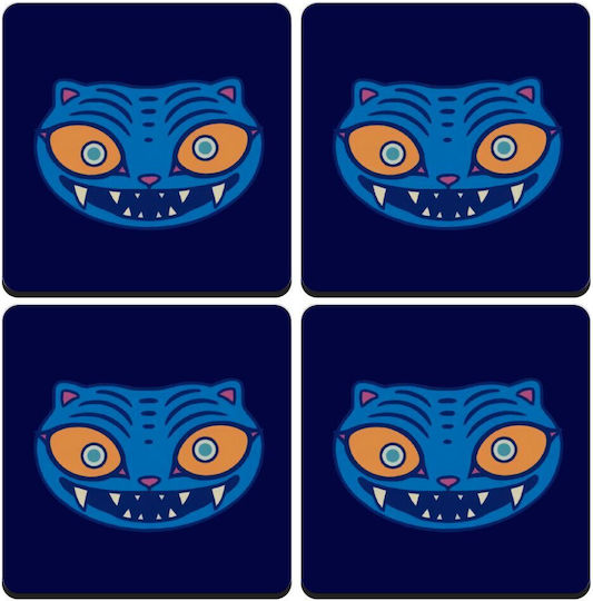Koupakoupa Huntrix Derpy The Blue Tiger Untersetzer Hölzernes Blau 4Stück