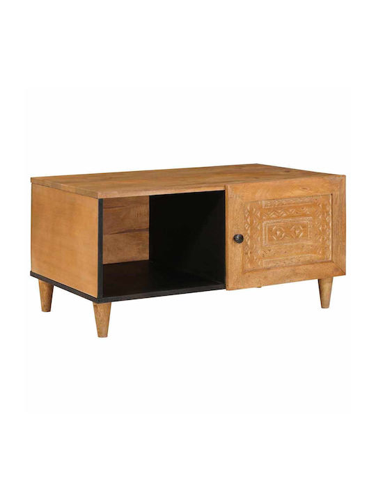 Rectangular Central Coffee Table Made of Solid Wood Light Brown M80xW50xH40cm