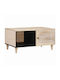 Rectangular Central Coffee Table Made of Solid Wood Beige W80xL50xH40cm