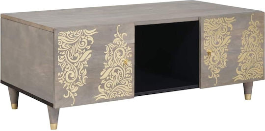 Rectangular Central Coffee Table Made of Solid Wood Gray 100x54x40 cm