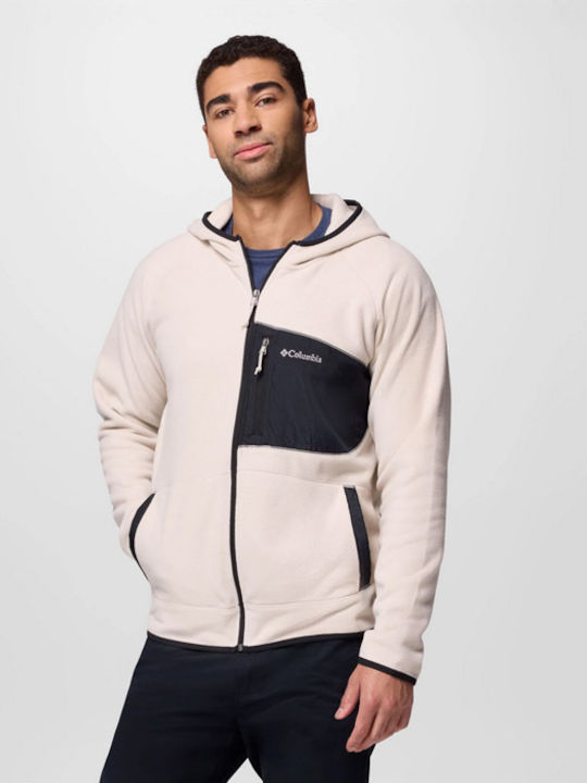 Trek Ανδρική Ζακέτα Fleece με Κουκούλα Μπεζ