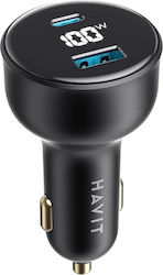 Havit Auto-Ladegerät mit Anschlüssen 1xUSB-A 1xType-C und Kabel Typ-C,TC-TC Havit Auto-Ladegerät mit Anschlüssen 1xUSB-A 1xType-C und Kabel Typ-C,TC-TC