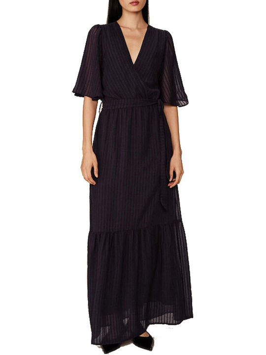 Summer Maxi Shirt Dress with Ruffles Blue