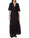 Summer Maxi Shirt Dress with Ruffles Blue