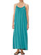 Summer Maxi Dress with Tearing Turquoise Aqua