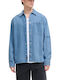 Overshirt Din Denim Cu Mânecă Lungă Albastru Deschis Denim