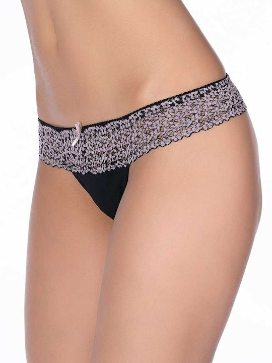 Women's String with Lace Black