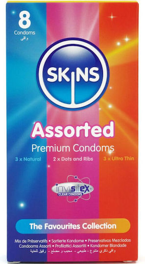 Skins Προφυλακτικά Premium 8τμχ Λεπτά για Φυσική Αίσθηση με Ραβδώσεις Natural