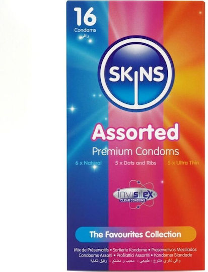 Skins Skins Premium Kondome 16 Stück 54 mm Dünn für ein Natürliches Gefühl mit Rillen