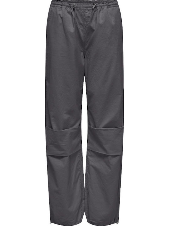 Mw Women's Fabric Trousers with Elastic Loose Fit Gray