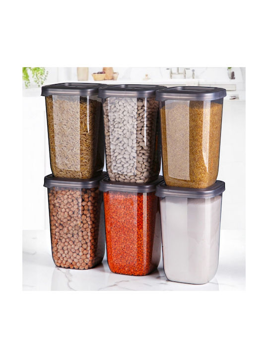 UnicUtil Set 6 Bucăți Vaze Utilizare Generală cu Capac Plastic Gri 1200ml 6 Bucăți