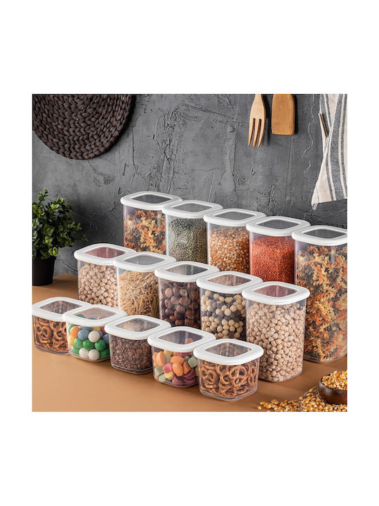 UnicUtil Set 15 Bucăți Vaze Utilizare Generală cu Capac Plastic Alb 10x9.5x10cm 15 Bucăți