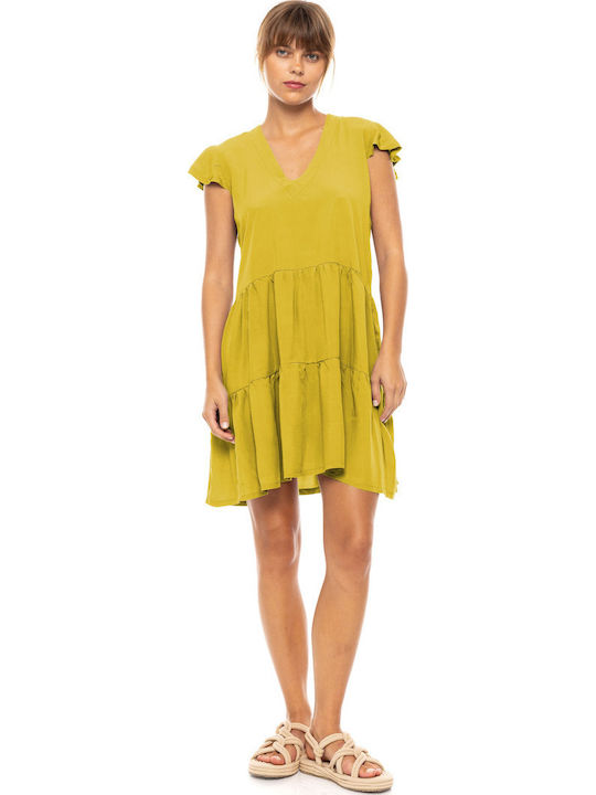 Pink Label Γυναικείο Φόρεμα Παραλίας Yellow