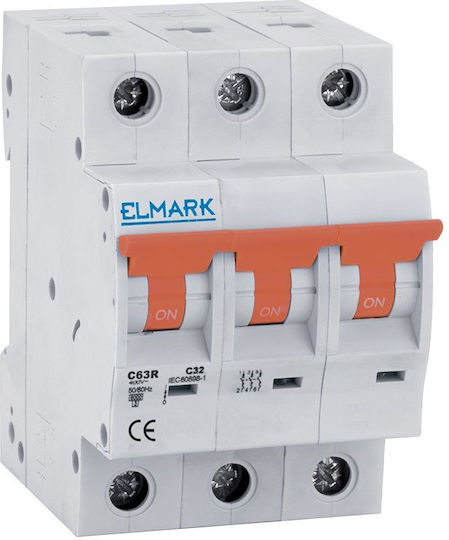 Miniature Circuit Breaker C63r 6A 3P 6kA Curve C