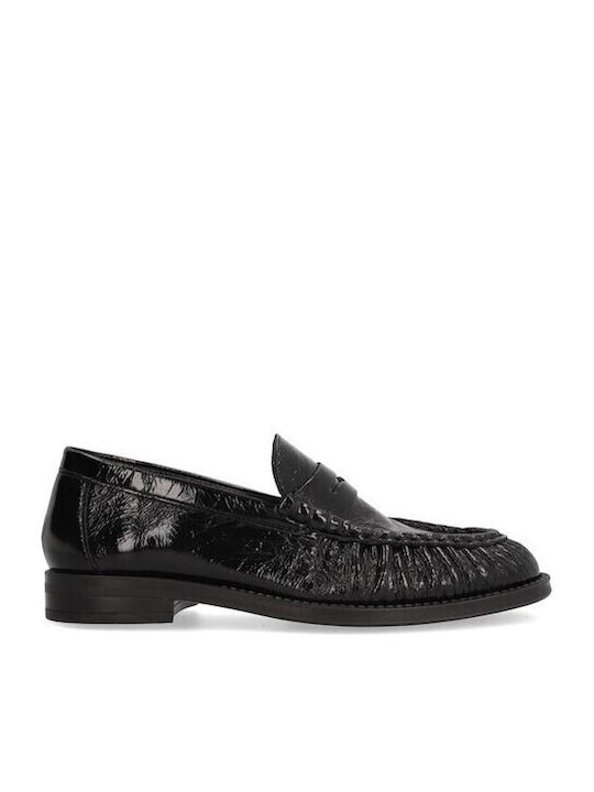 Leather Women's Loafers in Black Color