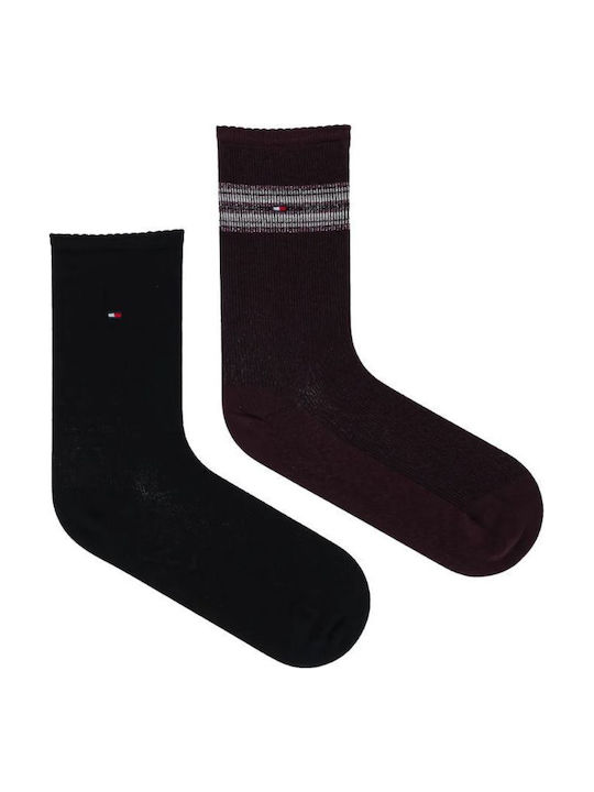 Tommy Hilfiger Γυναικείες Μονόχρωμες Κάλτσες Burgundy 2Pack