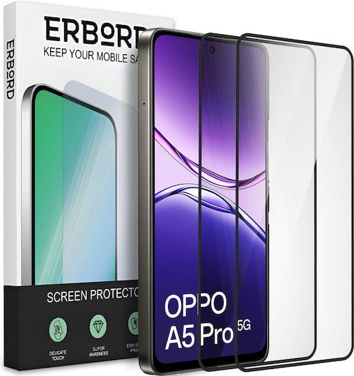 2x Γυαλί Hartowane Oppo A5 Pro 5g Erbord 3d Πλήρες Γρήγορο Ολόκληρη Οθόνη