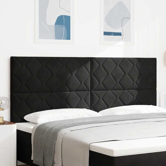 vidaXL Bett Kopfteil aus Stoff Black Velvet-Black Metal 200cm