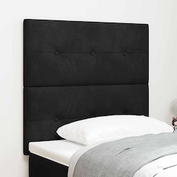 vidaXL LED Табла за Легло Текстилна Черна 100x88cm