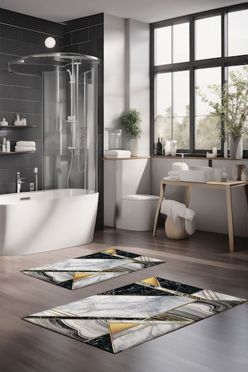 UnicUtil Αντιολισθητικό Σετ Πατάκια Μπάνιου 323CTW1155 Multicolor 2τμχ