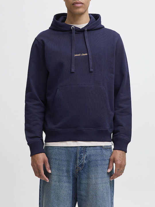 Jack & Jones Φούτερ Ocean Cavern, Ocean Blue με Κουκούλα