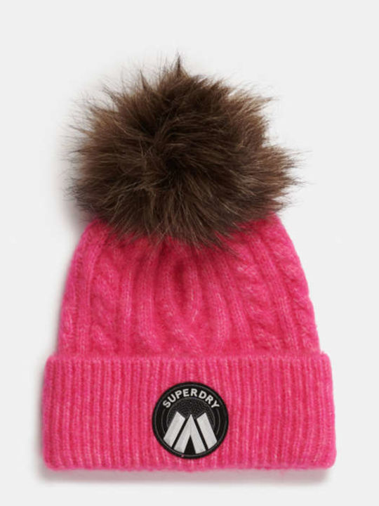 Cable Luxe Knit Beanie Γυναικείος Σκούφος Πλεκτός σε Ροζ χρώμα
